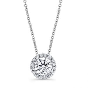 Natalie K Center of My Universe Forevermark Round Halo Diamond Necklace